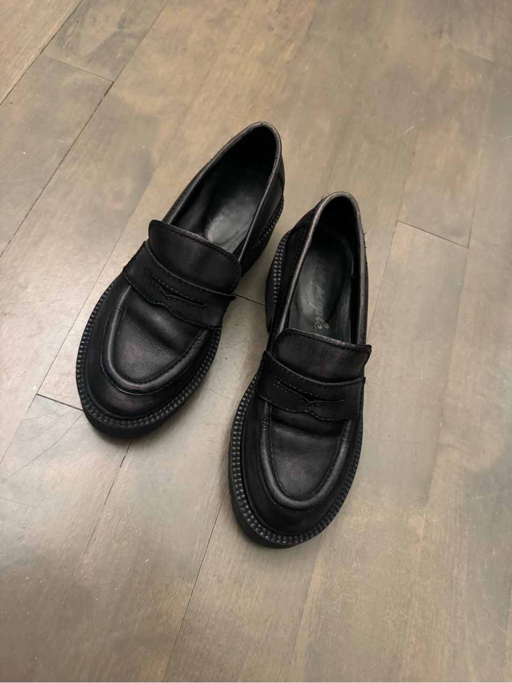 Women’s Free People Black Leather Penny Loafers - Lightly Used